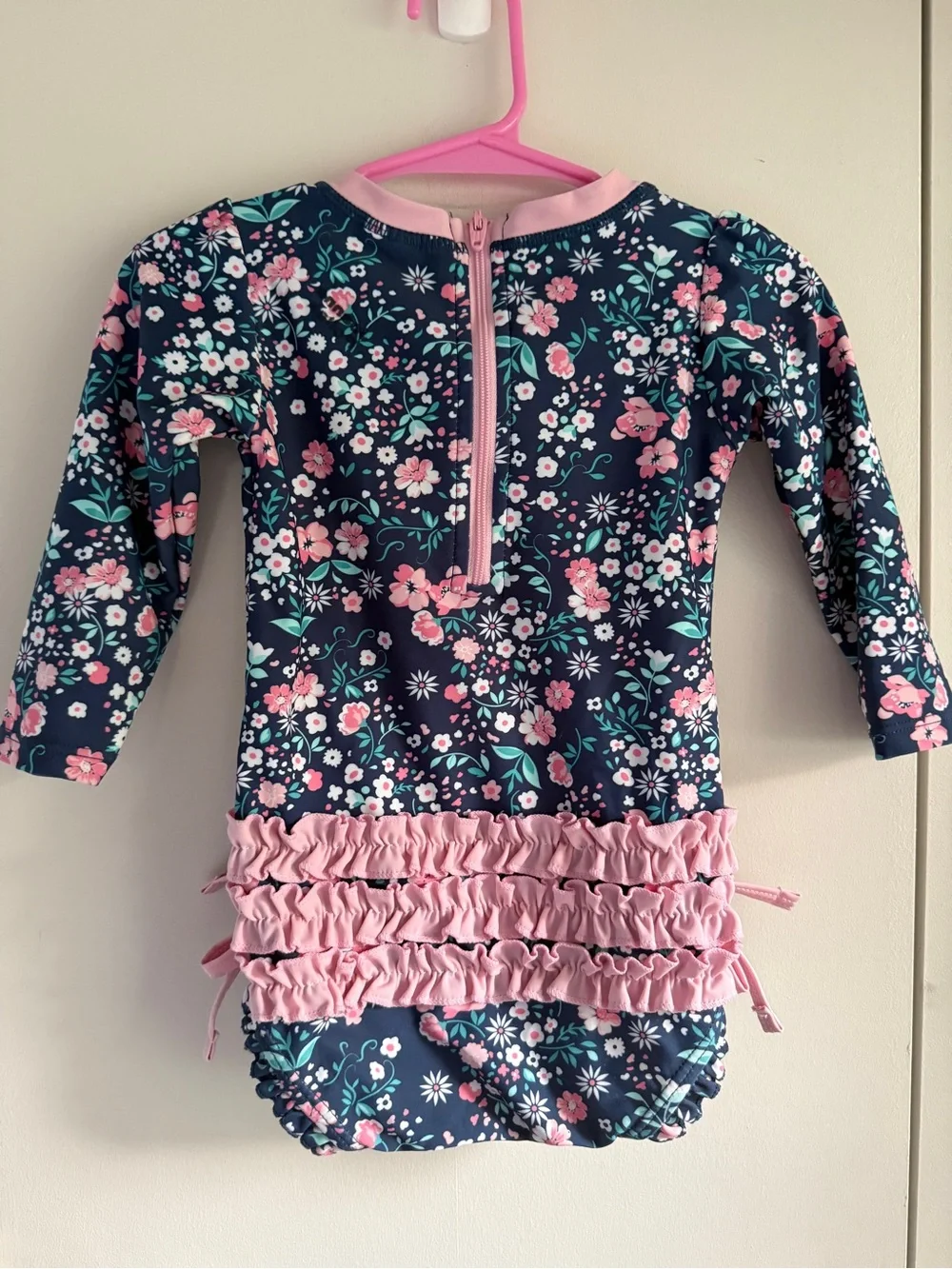 RuffleButts Moonlit Meadow Floral UPF 50+ Rash Guard Swimsuit 12-18M MSRP $52
